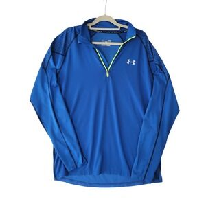 Under Armour ColdGear Infrared Run Shirt Mens Large Blue Fitted 1/4 Zip Pullover